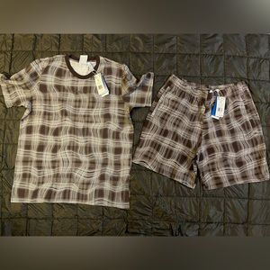 NWOT adidas Psychedelic Wavy patterned adidas tee and shorts set - Men’s Large